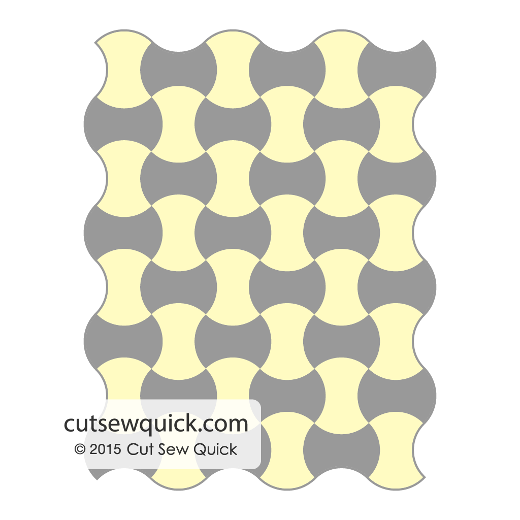 Example A: Two Color Apple Core Quilt w/ Curved Edges & Bias Binding