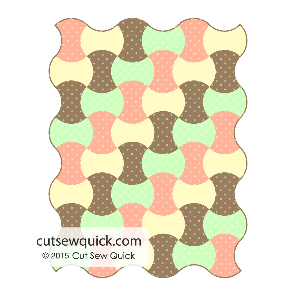 Example C: Four Color Quilt w/ Curved Edges & Bias Binding