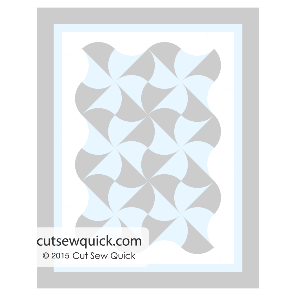 Example D: Assembled like solid Apple Cores, using Diagonal Split Apple Cores gives an illusion of the Quilter's Fan