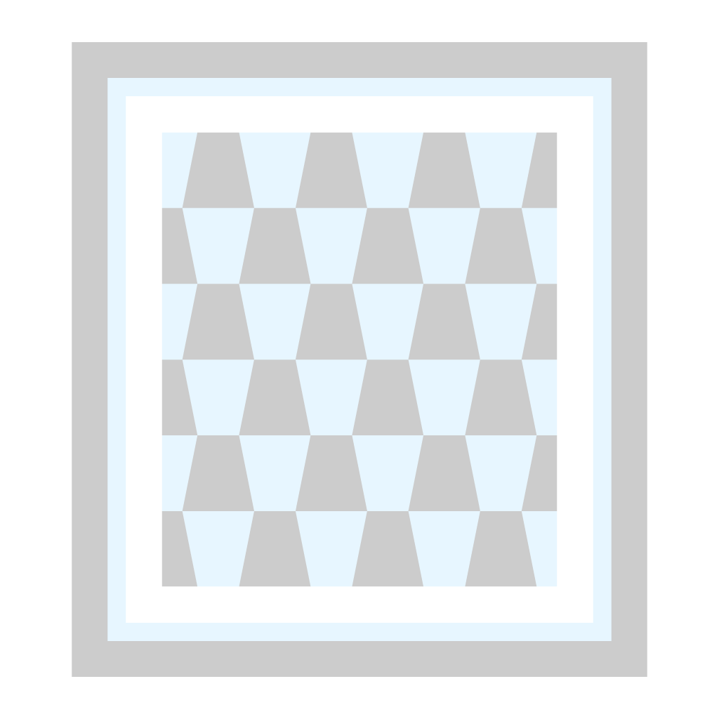 Example C: Straight Side Edges Achieved w/ Halved Tumblers Shown w/ Triple Border